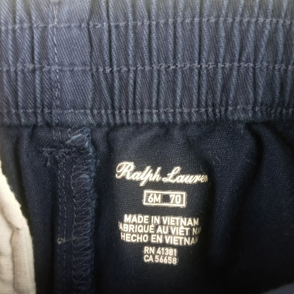 Ralph Lauren boys size 6 mos navy blue button elastic waist belted dress pants